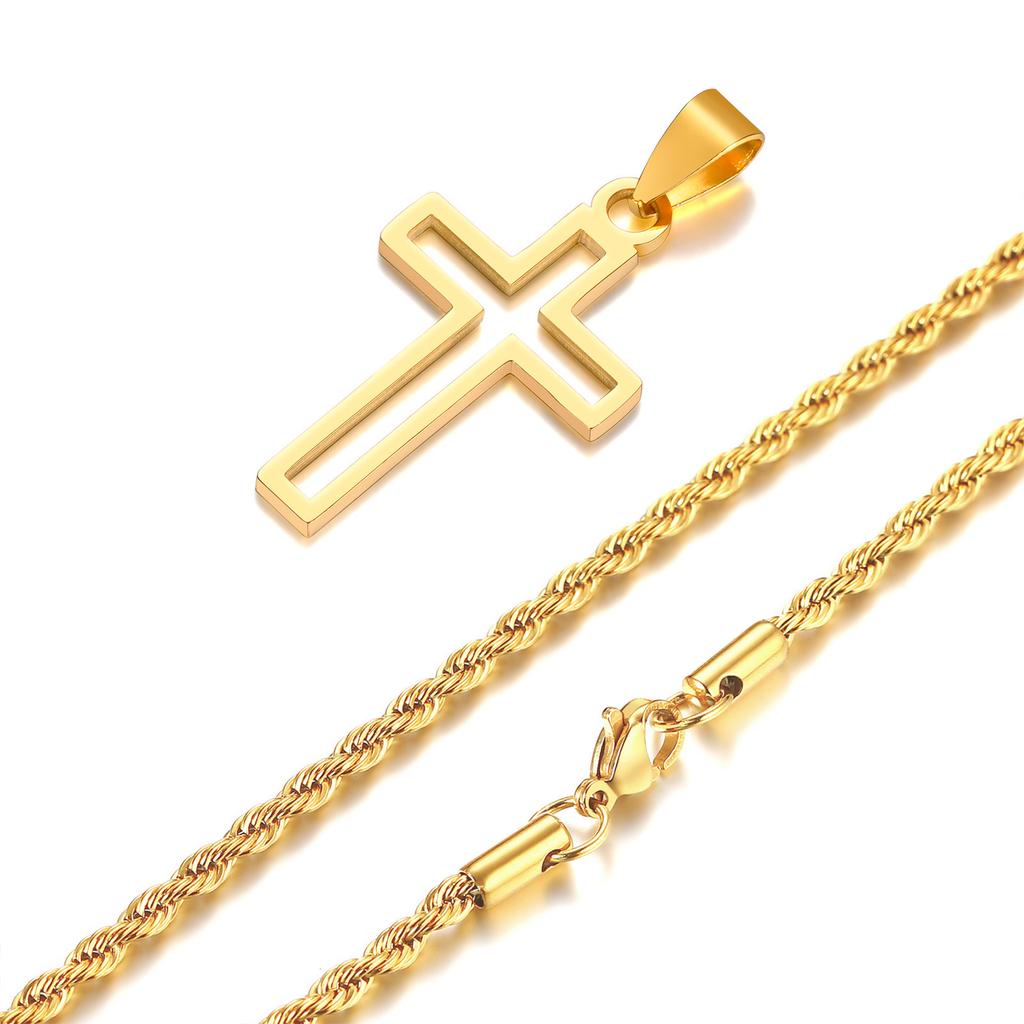 Повседневные полые necklaces с крестом для мужчин и мальчиков, водонепроницаемый кулон-крест из нержавеющей стали, религиозные украшения для веры и молитвы, подарок