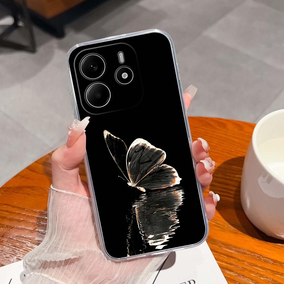 Забавные черные задние крышки для кота для Redmi Note 14 Pro Plus A3 K80 Pro A4 14R новый чехол для телефона эстетический дизайн жидкий силиконовый мягкий корпус для Redmi бампер