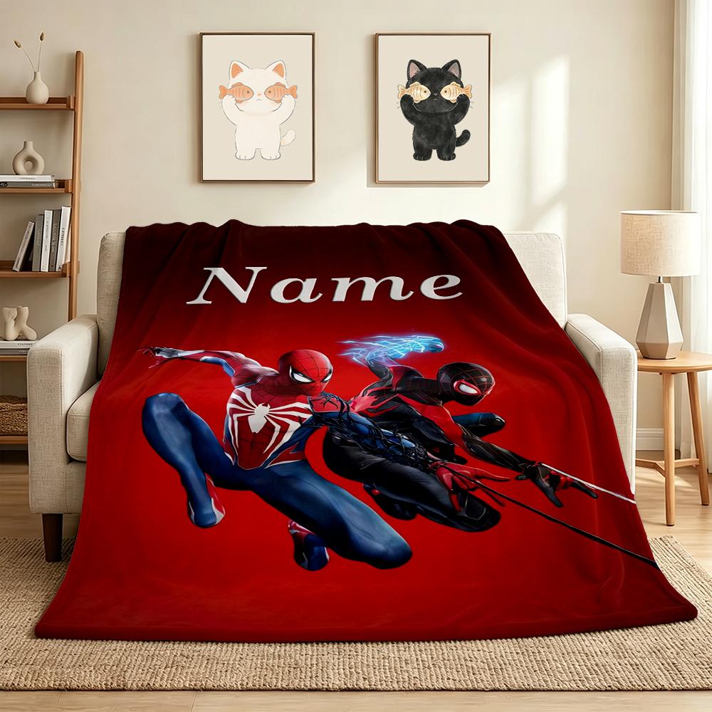 Custom Name Spider-Man Adventures Flannel Blanket Throw Blanket Soft Warm Sofa Bed Decor Unique Gift