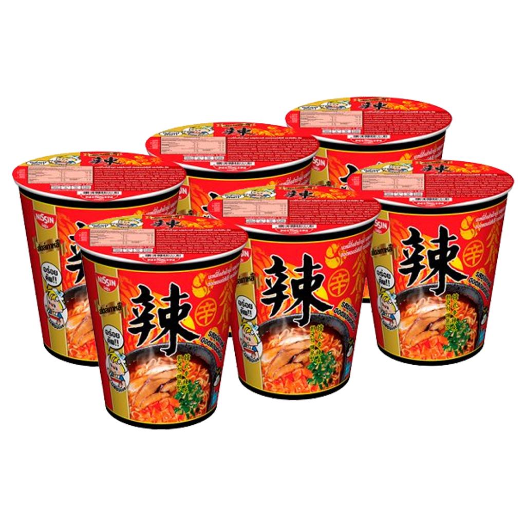 NISSIN Лапша быстрого приготовления Premium Cup Noodle Лапша быстрого приготовления Корейский острый и пряный вкус супа 70 г. х 6 шт.