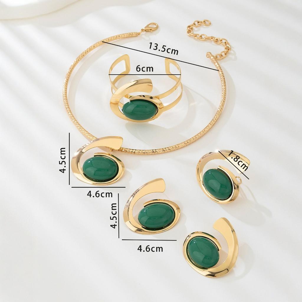 Спиральный преувеличенный комплект из ожерелья, сережек, браслета и кольца