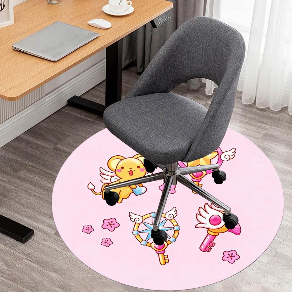 1pc Cute Kawaii Round Chair mat office Area Rug - Non-Slip, Floor Mat for Office, Bedroom, Ideal home decor gift p0105028