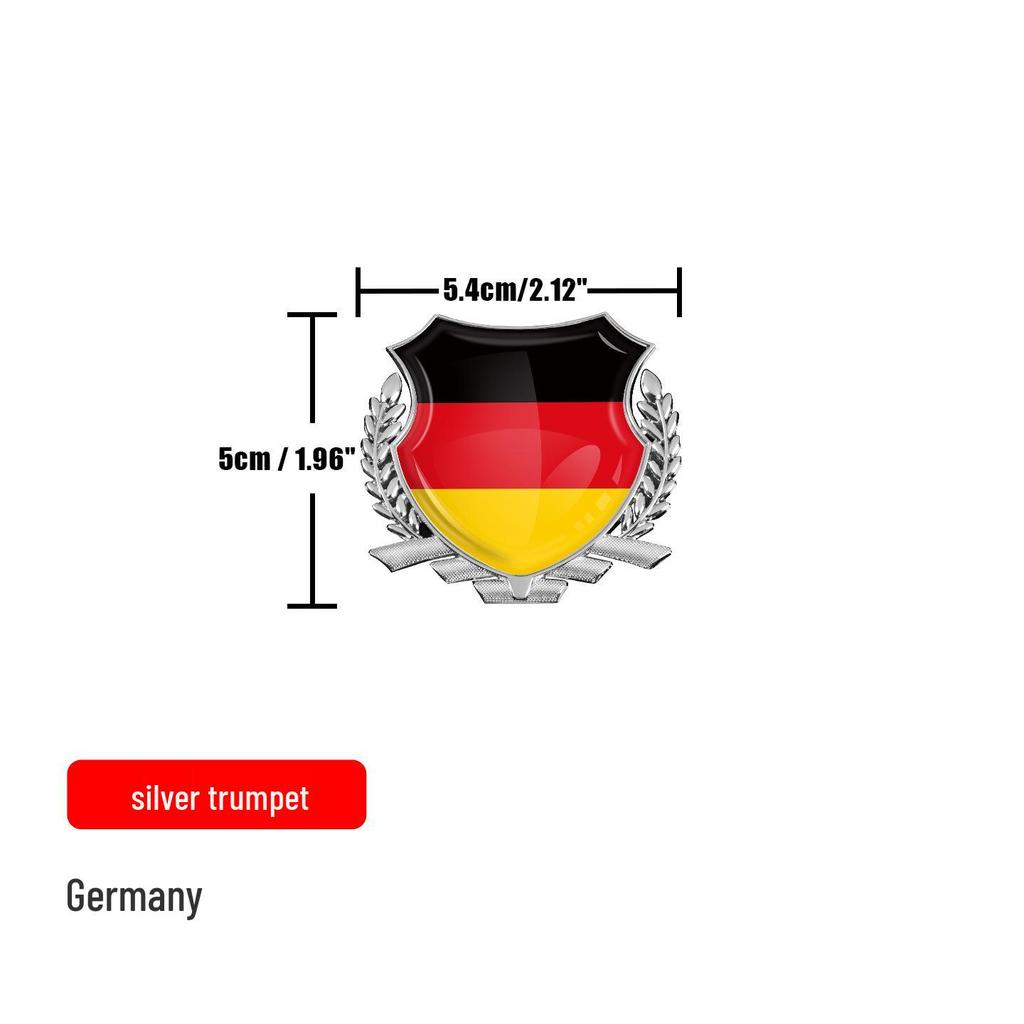 German National Flag Wheat Ear Metal Car Decal for Rear Bumper and Side