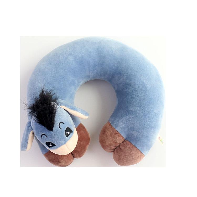 Cute Cartoon Blue Donkey Travel Neck Pillow, Portable U-Shaped Pillow for Office Nap, Plush Toy Stress Relief Pillow