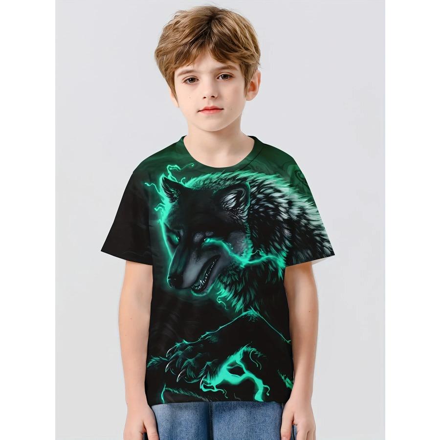 Футболка 2024 года с изображением животных, пантеры, льва, волка, 3D-принта, уличная одежда, футболки для мальчиков и девочек, повседневная мода, большие размеры, футболки для детей, топы, одежда