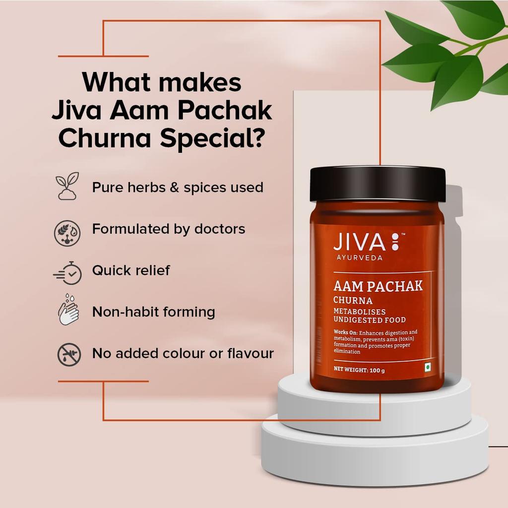 Jiva Aam Pachak Churna 100gm Pack of 4 Ayurvedic Digestive Powder Natural Herbs Blend