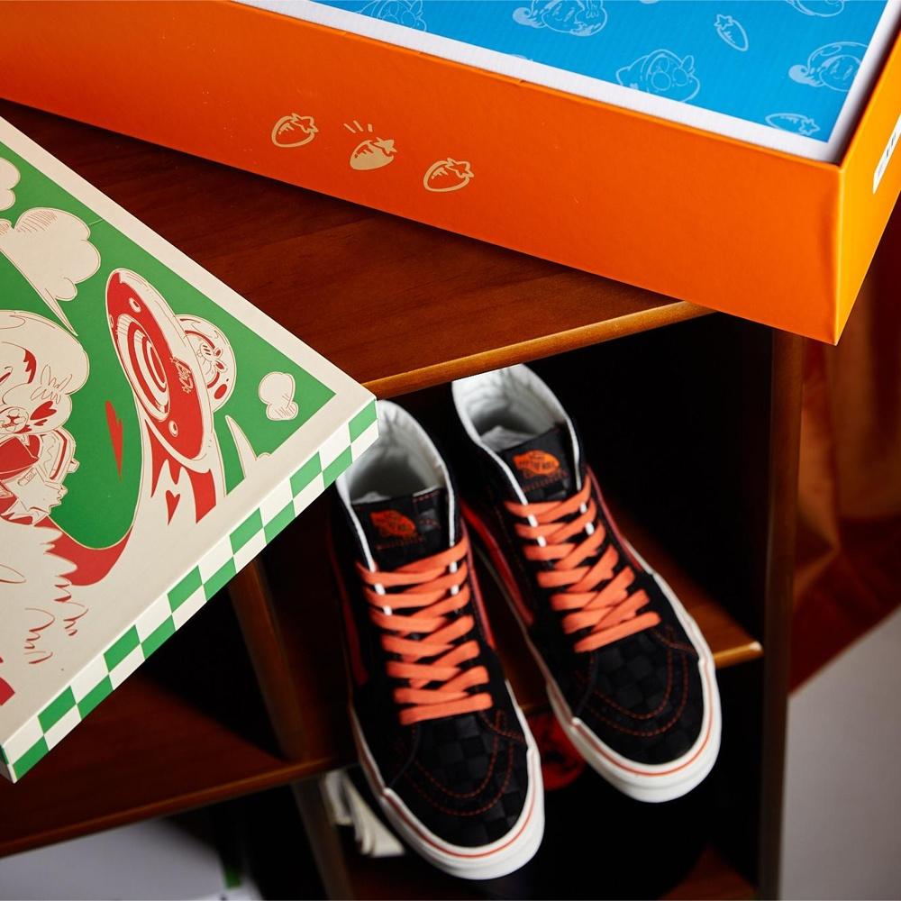 Vans Miro&Wujo X Ограниченная серия кроссовок-хайтопов для скейтбординга к году Кролика Унисекс Черно-оранжевые VN0A4BVTY8J