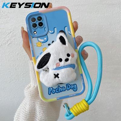 KEYSION Милый 3D мультяшный плюшевый чехол для Samsung A12 со шнурком Мягкий силиконовый противоударный чехол для задней панели телефона Galaxy M12