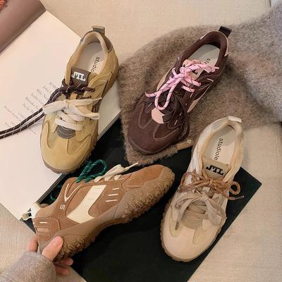 Осенне-зимние новые спортивные и повседневные кожаные женские туфли на толстой подошве с внутренней платформой