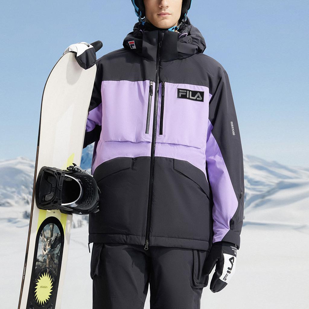 Fila Color Block High-Tech Hooded Ski Jacket Men Outerwear Deep-Black A11M346911F-BK