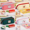 Large Capacity Grid Stationery Bag Desktop Storage Dopamine Pencil Pouch  Children