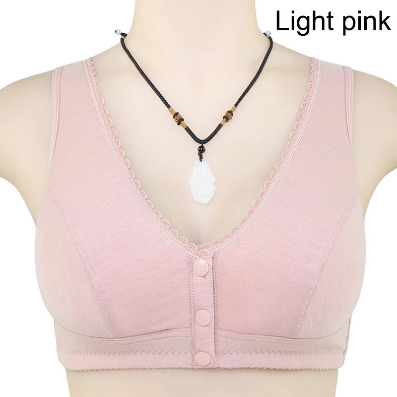 Pure Cotton Front Buckle Bra Without Steel Ring Beautiful Back Middle-aged and Elderly Bra Sweat-absorbing Breathable Vest