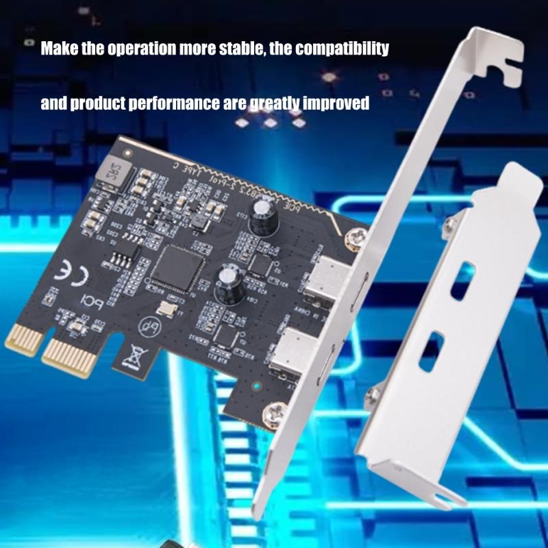 Two USB 3.2 Gen1 Type C PCIExpress Expansion Card ASM1042 Chipset Fast Speed 5Gbps for Desktop