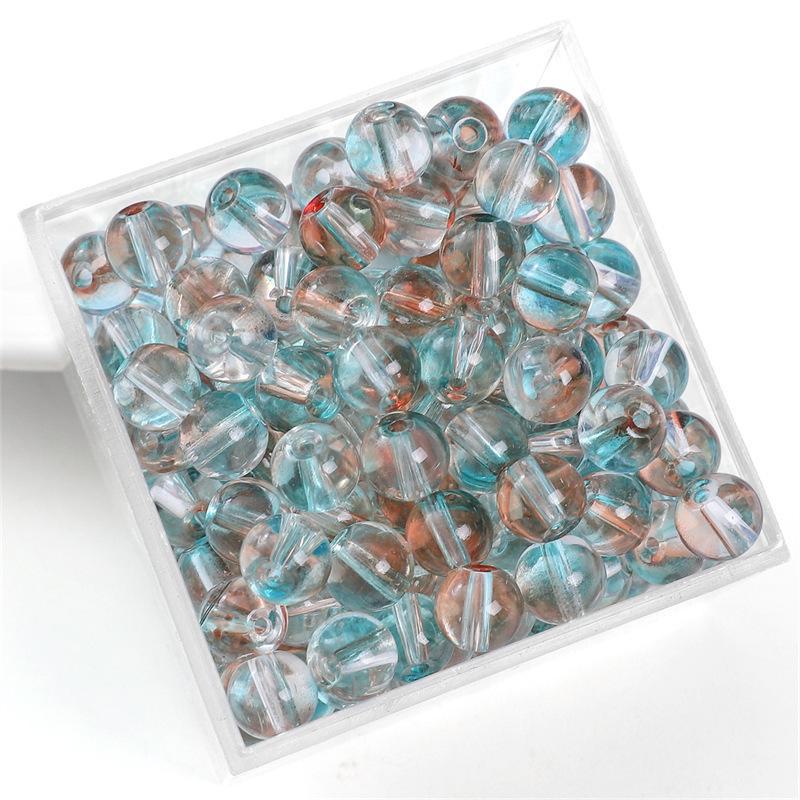 Комплект браслетов из бисера Summer Jelly Gold Glitter: Двойные стеклянные круглые бусины и полусахарные пузырчатые бусины