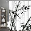 Chinese Ink Painting Bamboo Shower Curtain, Bathroom Decorative Shower Curtain, Waterproof Shower Curtain with Hooks