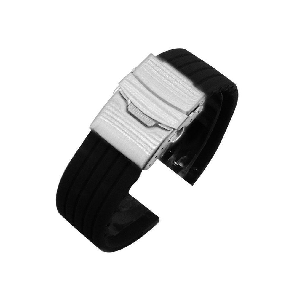 2Pcs Breathable Silicone Watch Belt 22Mm Waterproof Replacement Strap Foldable Design Eco Friendly Material Stainless Steel