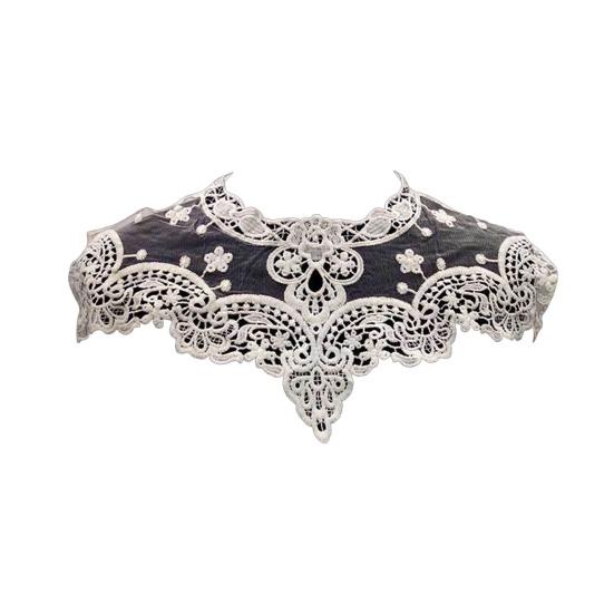 Lace Embroidered Fake Collar Hollow See-through Lace Flower Pattern False Collar Lace Embellished Clothing Accessory