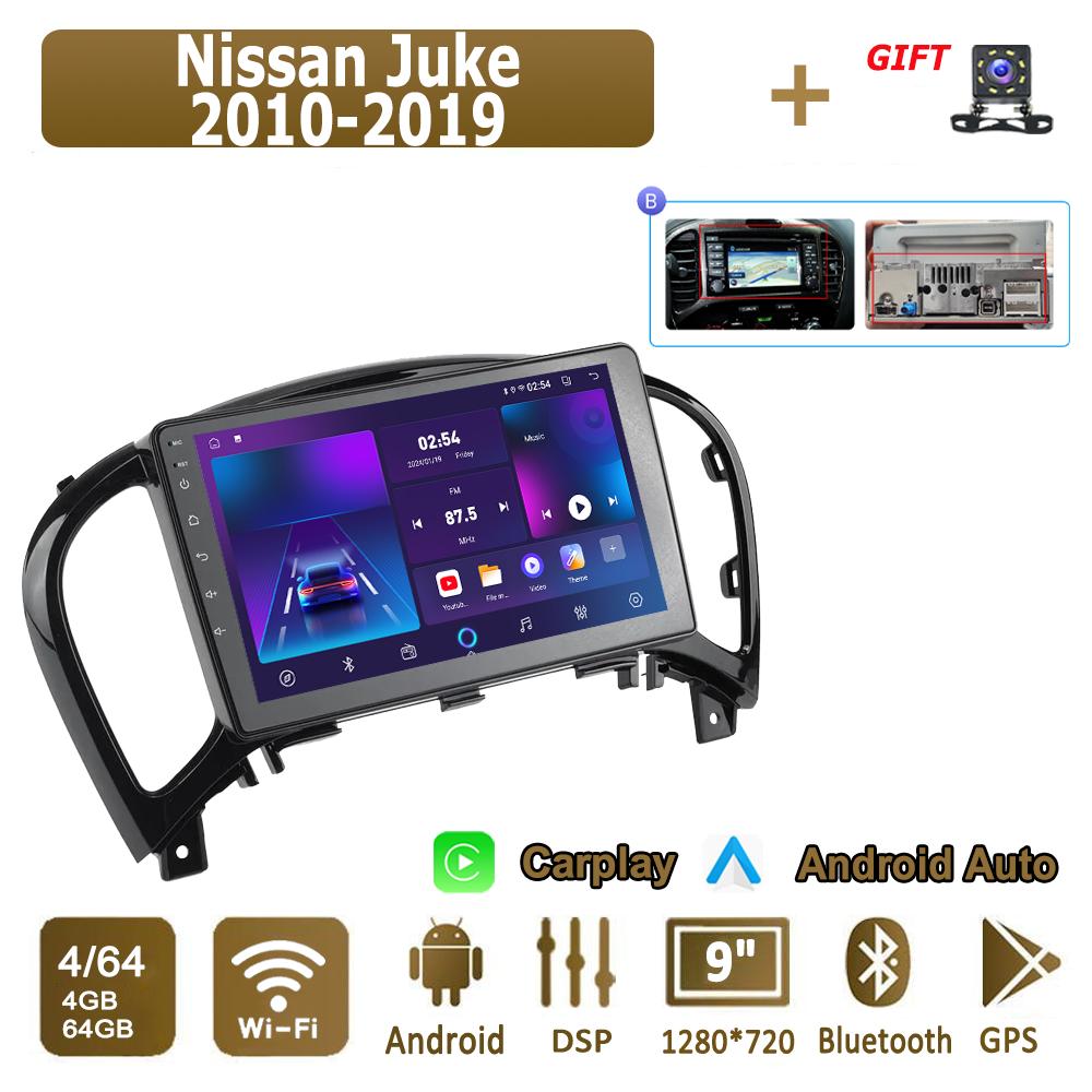 Android Carplay автомобильное радио для Nissan Juke 2010-2019 мультимедийный проигрыватель головное устройство стерео GPS навигация BT WIFI 4+64 ГБ