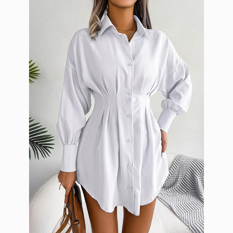 Повседневное однобортное асимметричное короткое платье с рукавами-фонариками, женское тонкое офисное платье с поясом, однобортное платье, женская одежда 24117