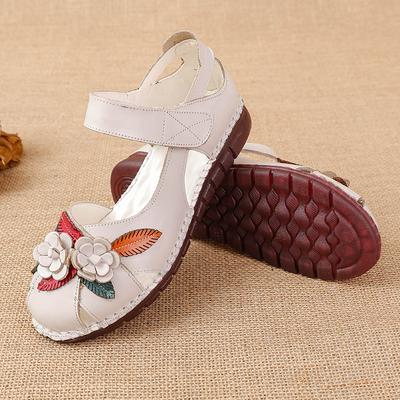 Новые женские сандалии на плоской подошве из натуральной кожи, подошва из говяжьей жилы, боковая перфорация, состаренные, противоскользящая мягкая подошва, мягкая поверхность, этнический стиль