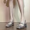 Fashion Sandals for Women In Summer 2025 Fashionable and High-end Temperament Silver Bow High Heels Single Shoes
