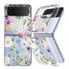 For Samsung Galaxy Z Flip5 Flip6 Flip4 Case Flower Pattern Shockproof Folding Transparent Cover For Samsung Galaxy Z Flip 5 4 3