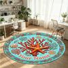 Ocean Sea (180) Theme Round Crystal Velvet Rug Custom Name Text Personalized Floor Mat Home Decor Non Slip Crystal Carpet