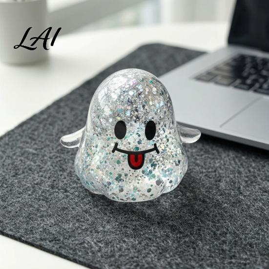 Halloween Ghost Toy Spooky Squeeze Toy Glitter Stress Relief Venting Tongue-out Sensory Fidget for Home Office School Relievers