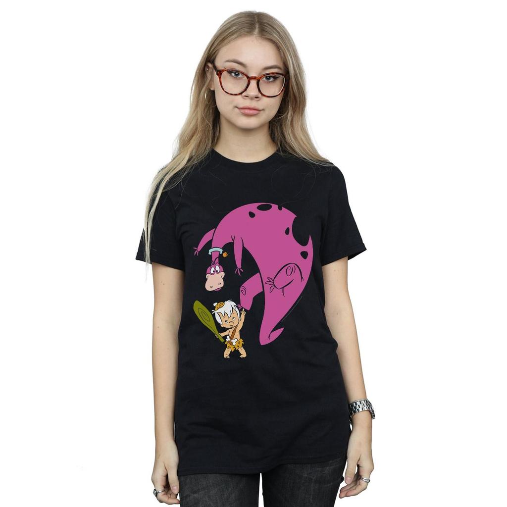 The Flintstones Womens/Ladies Bamm Bamm And Dino Cotton Boyfriend T-Shirt