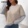 Women's Plus Size Casual Round Neck Long Sleeve Color Blocking Sweatshirt