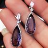 BELLA BOX Teardrop Purple CZ Stone Drop Earrings High Quality Silver Color Gorgeous Women Accessories Wedding Trend Hot Jewelry