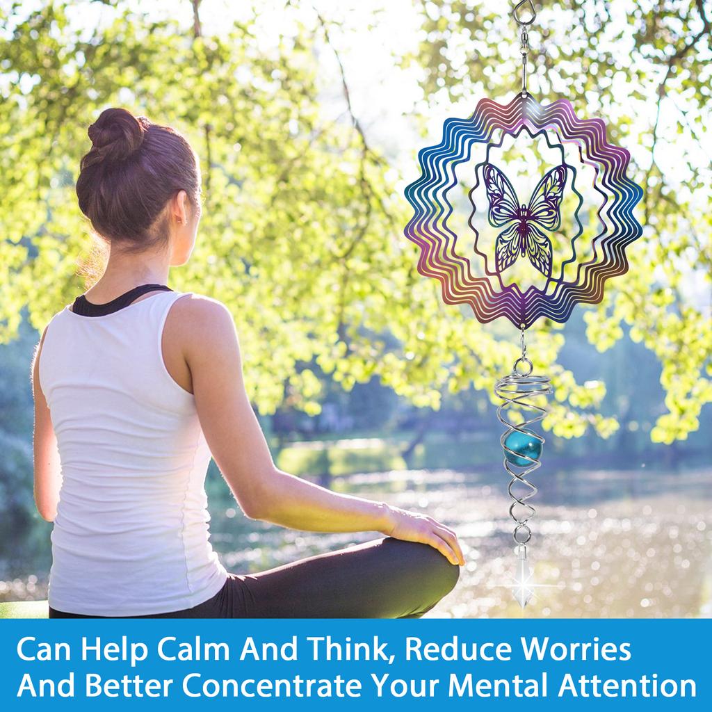 Hanging Wind Spinners for Garden Colorful Butterfly Wind Chimes 3D Metal Rotating Windchime For Indoor Outdoor Kinetic Yard Art