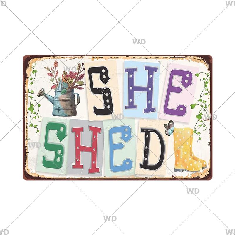 Tin Sign Garden Hoeing Aint Easy Flower Plant Sign Decor Funny Slogans Born with Plants Retro Look Metal Poster FarmhouseSign