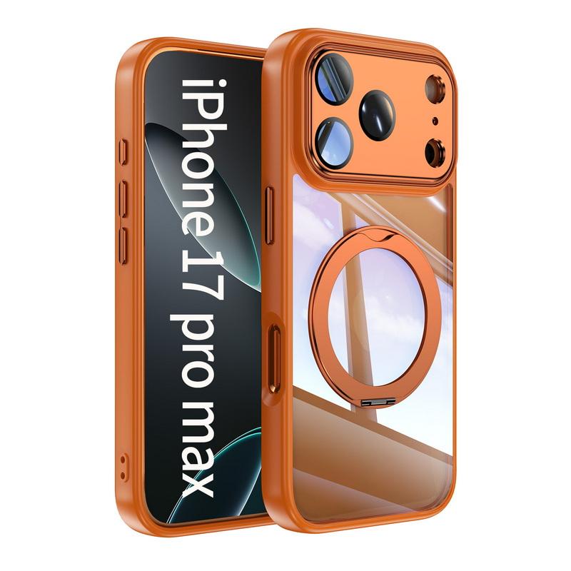 Магнитный чехол-подставка с кольцом для iPhone 17 Pro Max 16 15 14 13 12 Pro Max, роскошный защитный чехол с прозрачной задней панелью, гибридный TPU+PC, ударопрочный чехол