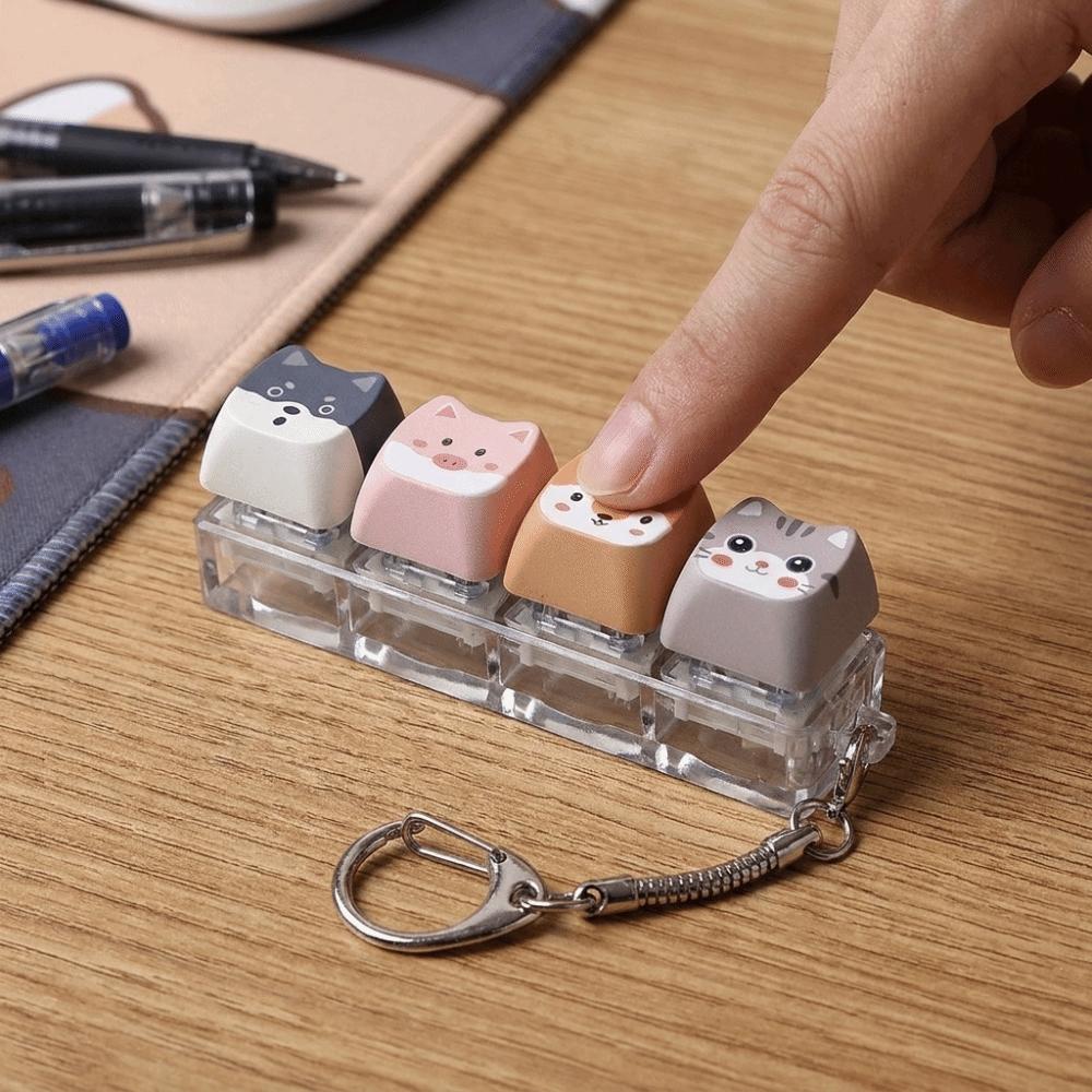 Detachable Animals Printed Keycap Keychain Creative Stress Relief Bag Pendant Office