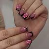 24 шт./набор Короткие квадратные накладные ногти DIY с украшением из страз Накладные ногти для женщин, Набор для нейл-арта для девочек, Товары для вечеринки