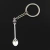 Fashion 30mm Key Ring Metal Key Chain Keychain Jewelry Antique Bronze Silver Color Plated Kitchen Spoon Crown 57x9mm Pendant
