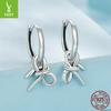 Bow Button Rope Ear Buckle Women, Fresh And Sweet S925 Sterling Silver Women'S Earrings Earrings