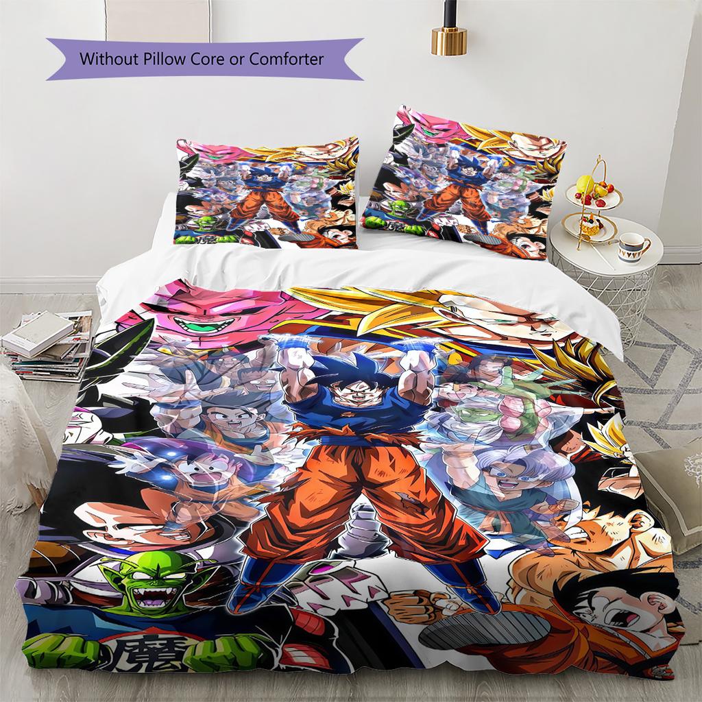 Dragon Ball Adventure Bedding Set Soft Duvet Cover with Pillowcases Breathable Bedding for Bedroom Hotel