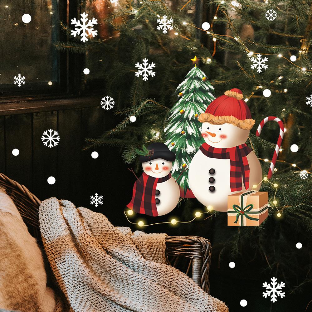 Санта-Клаус Рождественская елка украшена снежной атмосферой Стеклянные окна Наклейки на окна