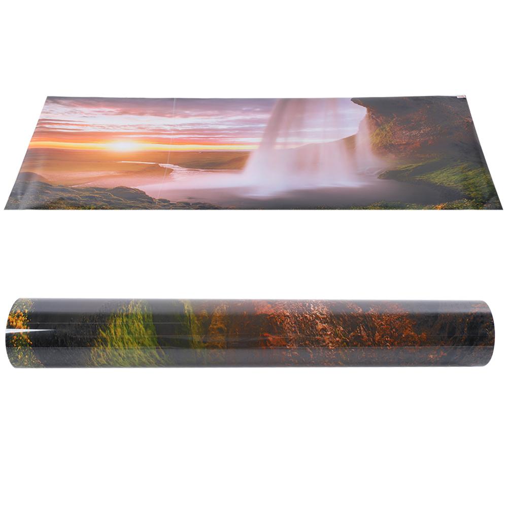 PVC Setting Sun Waterfall Aquarium Background Poster Fish Tanks Wallpaper 122x50CM
