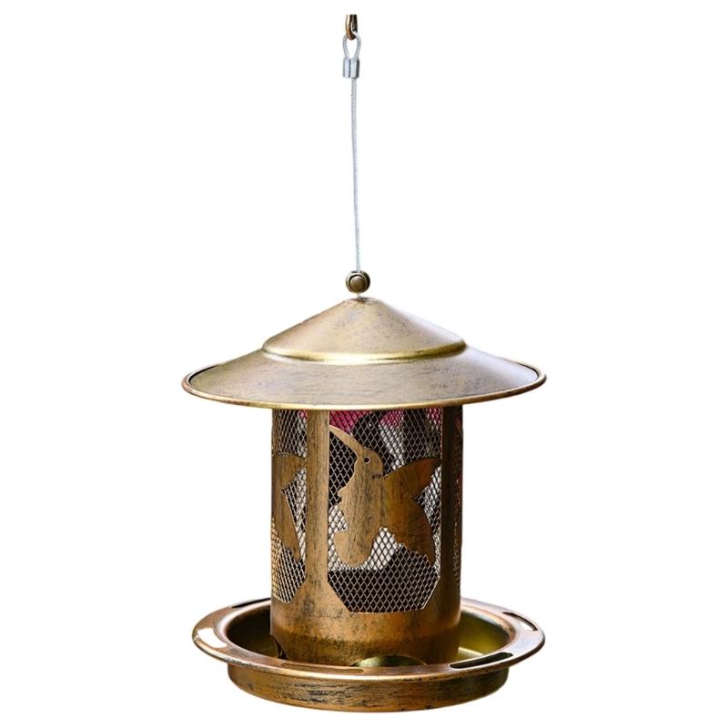Rustproof Metal Wild Bird Feeder Feeding Tray Squirrels Proof Design Easy Fill Hanger For Backyard Bird Watching