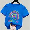It's My Birthday Printed Pattern Children T-shirts Summer Girls Cute Funny Fashion Colorful O-Neck Short Sleeve Kids T-shirts