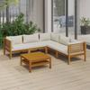 VidaXL Solid Acacia Wood Garden Lounge Set 6 Pcs with Cushion Patio Furniture Outdoor Furniture Garden Furniture 3086937