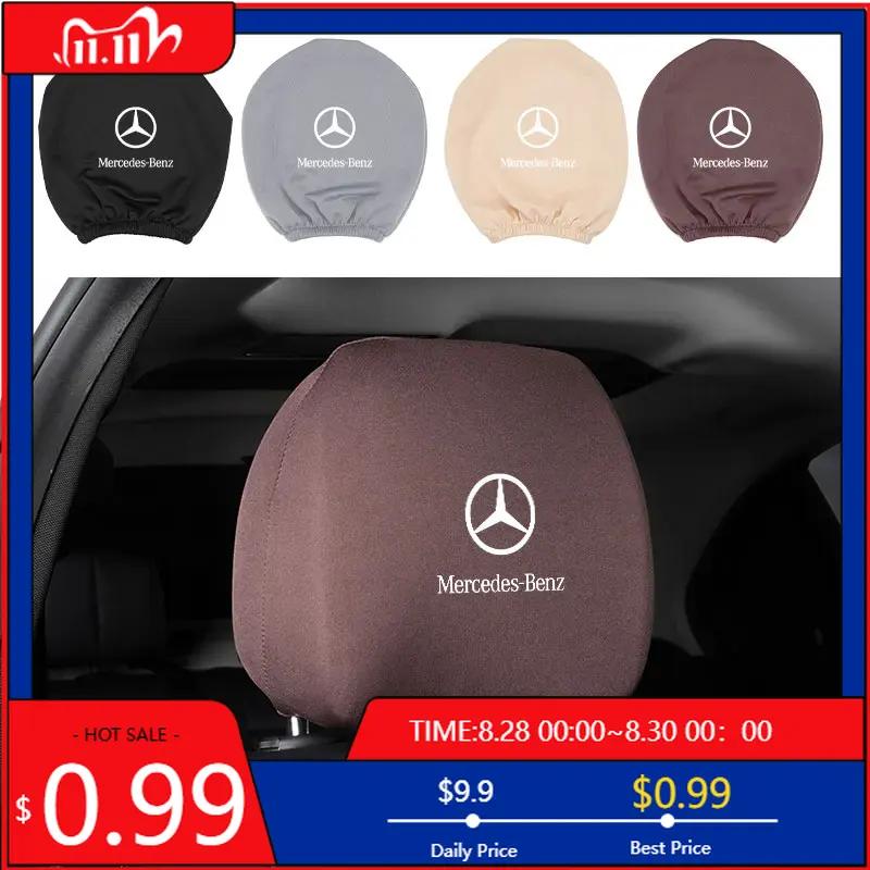 Чехол на подголовник автомобильного сиденья, грязезащитный, эластичный, для интерьера сиденья, для Mercedes Benz C180 C300 W124 W176 W177 GLC CLE CLA AMG
