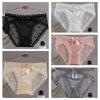 Breathable Low Waist Lace Panties Transparent Cotton Crotch Mesh Flower Briefs Lingerie Bow Lace Thin Underwear Lady