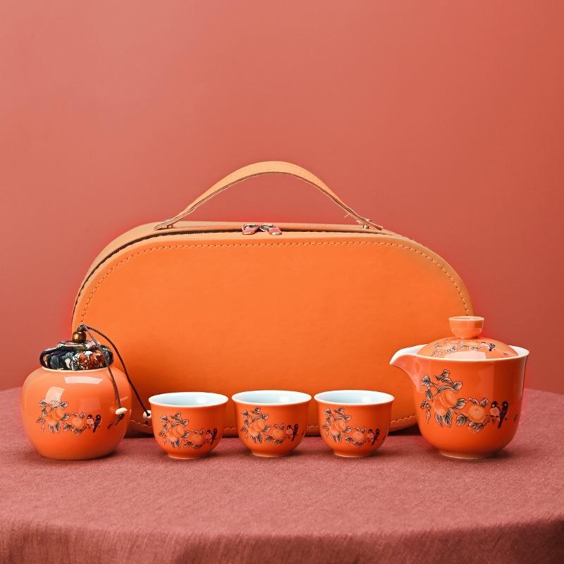 Креативный керамический портативный дорожный чайный набор, Подарок на День отца, Подарок папе, Китайский чайный набор для пожилых