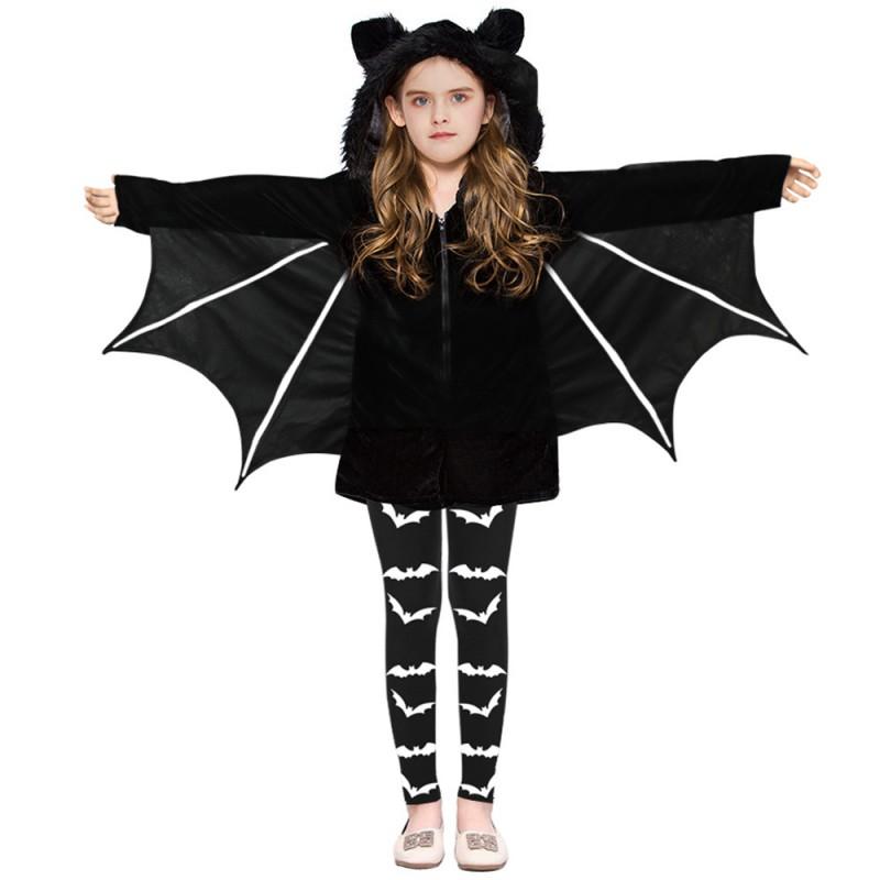 Halloween Kids Bat Cape Catwoman Costume Girls Party Cosplay Stage Performance Outfit