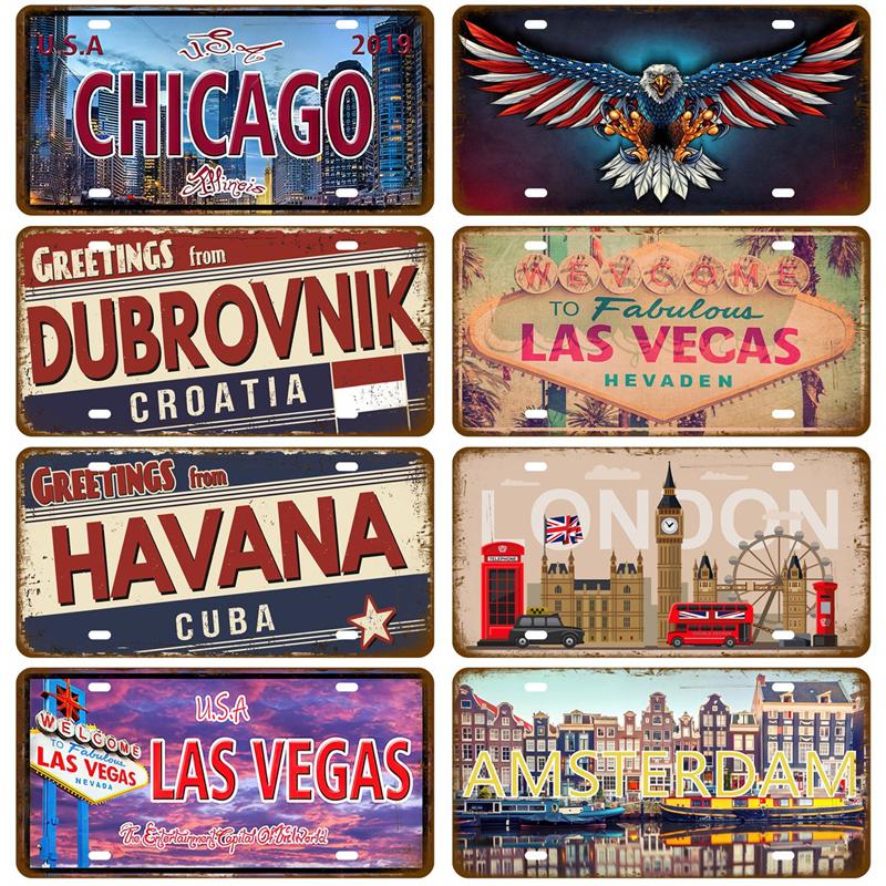 Винтажная жестяная вывеска для парижского бара, паба, кафе, мужская пещера, украшение для дома, искусство, город Мадрид, жестяная пластина, металлическая табличка, плакат