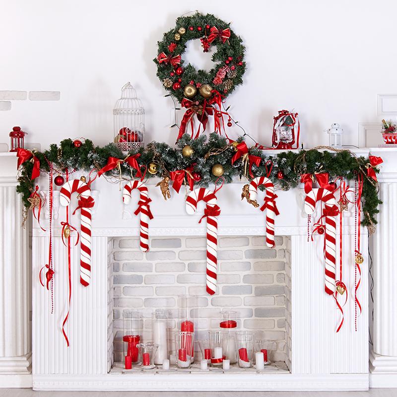 Большие рождественские леденцы-трости, украшение для рождественской елки, подвески в виде красных и белых леденцов 2024 Navidad, украшение для дома, подарок на Новый год